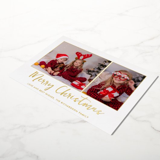 クリスマスゴールド箔の格子模様の写真 箔シーズンカード (回転した状態)