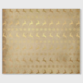 クリスマスゴールド箔トナカイとスノーフレーク ラッピングペーパー (フラット)