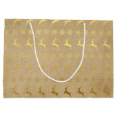 クリスマスゴールド箔トナカイとスノーフレーク ラージペーパーバッグ (裏面)