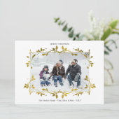 クリスマスゴールド箔ホリー縁どフ独身のト シーズンカード (スタンド正面)