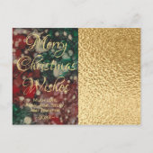 クリスマスゴールド/レッズ/グリーンインク インビテーションポストカード (裏面)