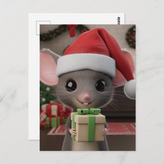 クリスマスサおもしろいンタハットマウス ポストカード (正面/裏面)