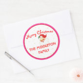 クリスマスサすてきンタクロースピンクメリーおもしろい ラウンドシール (封筒)