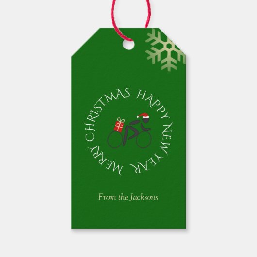 クリスマスサイクカスタムリスト文字グリーン ギフトタグ