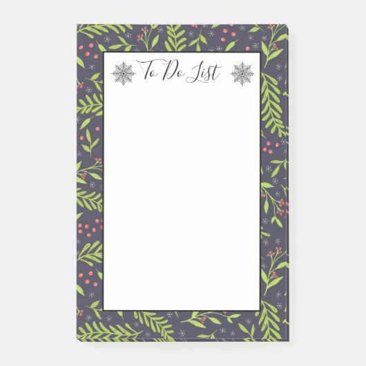 クリスマスサイプレスの雪の結晶の果実を行うリスト ポストイット (正面)