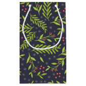 クリスマスサイプレススノーフレークベリー赤い花 スモールペーパーバッグ (裏面)