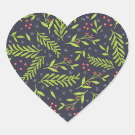クリスマスサイプレススノーフレークベリー赤い花 ハートシール