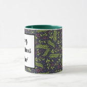 クリスマスサイプレススノーフレークベリー赤い花 マグカップ (中央)