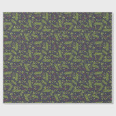 クリスマスサイプレススノーフレークベリー赤い花 ラッピングペーパー (フラット)