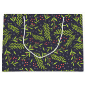 クリスマスサイプレススノーフレークベリー赤い花 ラージペーパーバッグ (正面)