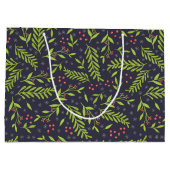 クリスマスサイプレススノーフレークベリー赤い花 ラージペーパーバッグ (裏面)