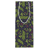 クリスマスサイプレススノーフレークベリー赤い花 ワインギフトバッグ (裏面)