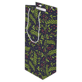 クリスマスサイプレススノーフレークベリー赤い花 ワインギフトバッグ