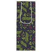 クリスマスサイプレススノーフレークベリー赤い花 ワインギフトバッグ (正面)