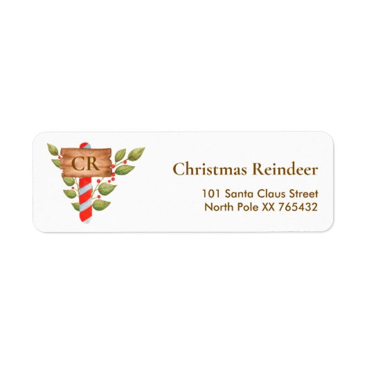 クリスマスサイン – モノグラム差出人住所ラベル ラベル (正面)