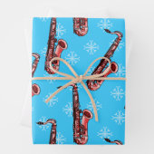 クリスマスサクソフォンサックス選手のミュージシャンパターン ラッピングペーパーシート (インサイチュ)