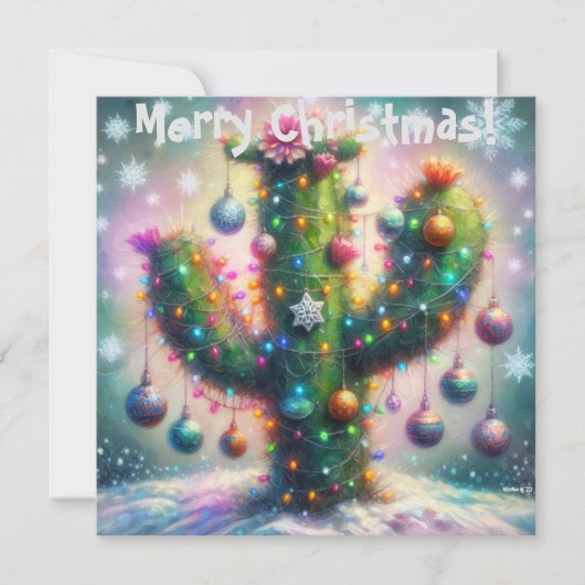 クリスマスサグアーロサボスお洒落スノーフレークスカード (正面)