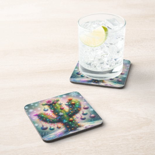 クリスマスサグアーロサボススお洒落スノーフレーク コースター (右側)