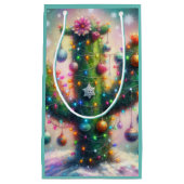 クリスマスサグアーロサボススお洒落スノーフレーク スモールペーパーバッグ (正面)