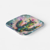 クリスマスサグアーロサボススお洒落スノーフレーク ペーパープレート (傾斜あり)