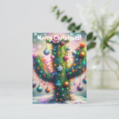 クリスマスサグアーロサボススお洒落スノーフレーク ポストカード (スタンド正面)