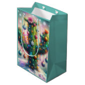 クリスマスサグアーロサボススお洒落スノーフレーク ミディアムペーパーバッグ (裏面アングル)