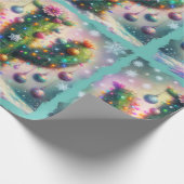 クリスマスサグアーロサボススお洒落スノーフレーク ラッピングペーパー (角)