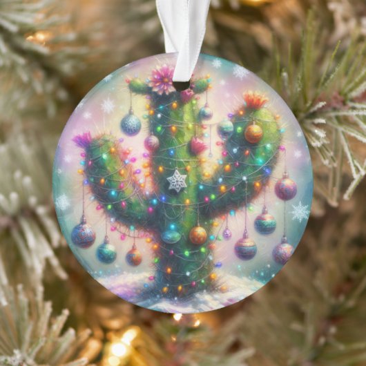 クリスマスサグアーロツリーサボテンお洒落ティール(緑がかった色)ピンク オーナメント (ツリー)