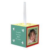 クリスマスサストップンタここ雪だるま子の写真 キューブオーナメント (裏面アングル)