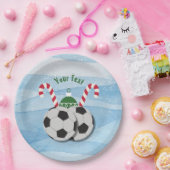 クリスマスサッカーキャンディーケインカスタム紙プレート ペーパープレート (パーティー)