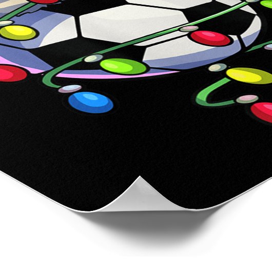 クリスマスサッカークリスマスクリスマスツリーライトサッカー ポスター (角)