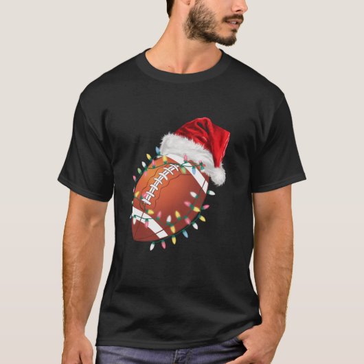 クリスマスサッカークリスマスボーのためのサンタフットボール Tシャツ (正面)