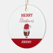 クリスマスサッカーグリディロンボール名前をカスタムする セラミックオーナメント (左)
