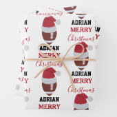 クリスマスサッカーグリディロンボール名前をカスタムする ラッピングペーパーシート (インサイチュ)