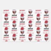 クリスマスサッカーグリディロンボール名前をカスタムする ラッピングペーパーシート (正面)