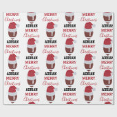 クリスマスサッカーグリディロンボール名前をカスタムする ラッピングペーパー (フラット)