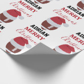 クリスマスサッカーグリディロンボール名前をカスタムする ラッピングペーパー (角)