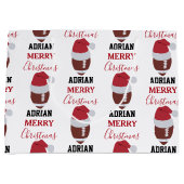 クリスマスサッカーグリディロンボール名前をカスタムする ラージペーパーバッグ (正面)