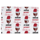 クリスマスサッカーグリディロンボール名前をカスタムする ラージペーパーバッグ (裏面)