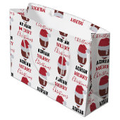 クリスマスサッカーグリディロンボール名前をカスタムする ラージペーパーバッグ (裏面アングル)