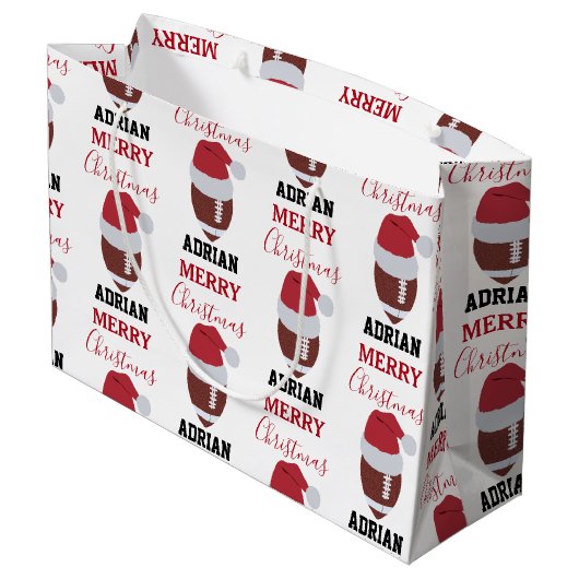 クリスマスサッカーグリディロンボール名前をカスタムする ラージペーパーバッグ (裏面アングル)