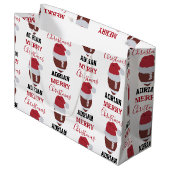 クリスマスサッカーグリディロンボール名前をカスタムする ラージペーパーバッグ (正面アングル)