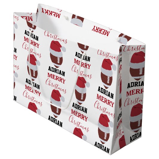 クリスマスサッカーグリディロンボール名前をカスタムする ラージペーパーバッグ (正面アングル)