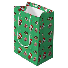 クリスマスサッカーグリーンサンタライトストリングバラ ミディアムペーパーバッグ