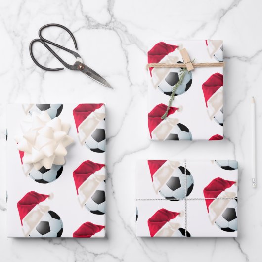 クリスマスサッカースポーツサンタホリデーセット ラッピングペーパーシート (正面)