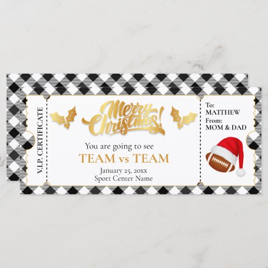 クリスマスサッカーチケット、サプライズギフト券 (正面/裏面)