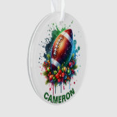 クリスマスサッカーファン名前をカスタムする オーナメント (正面)