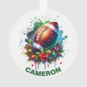 クリスマスサッカーファン名前をカスタムする オーナメント (裏面)