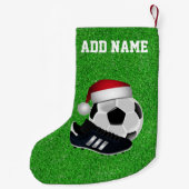 クリスマスサッカーボールと靴 スモールクリスマスストッキング (裏面)