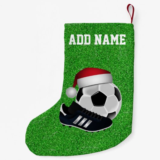 クリスマスサッカーボールと靴 スモールクリスマスストッキング (裏面)